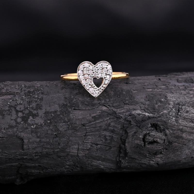 14 KT. MICRO PAVE DIAMOND HEART RING