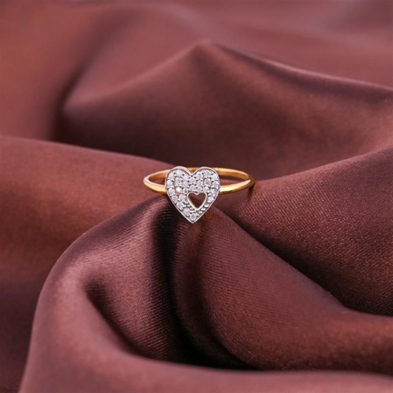 14 KT. MICRO PAVE DIAMOND HEART RING