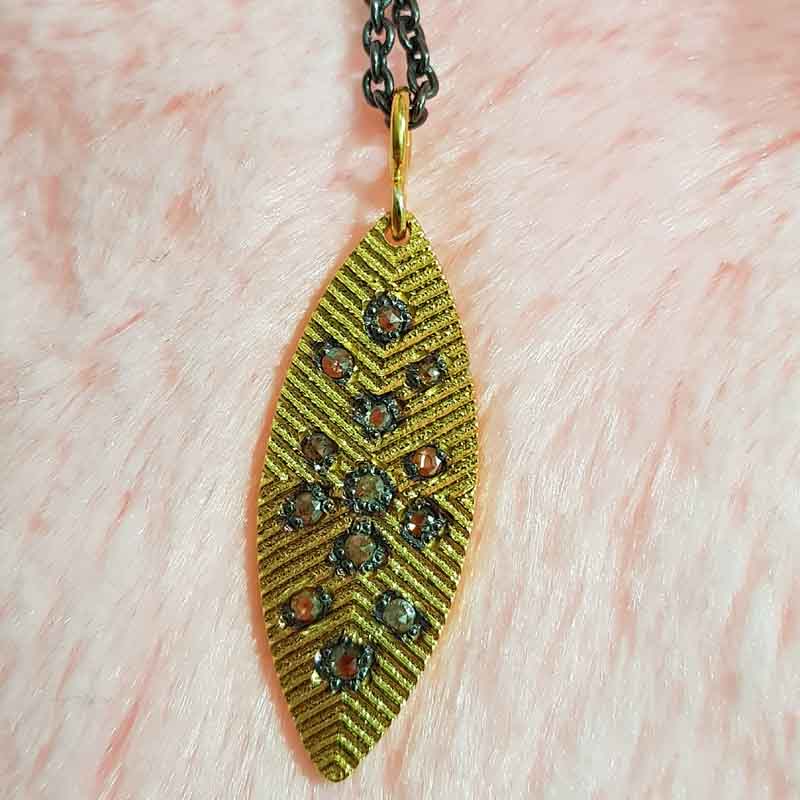 Leaf Style Pave Diamond Pendent