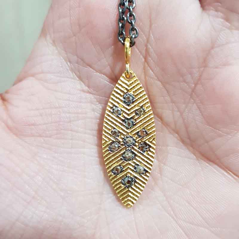 Leaf Style Pave Diamond Pendent