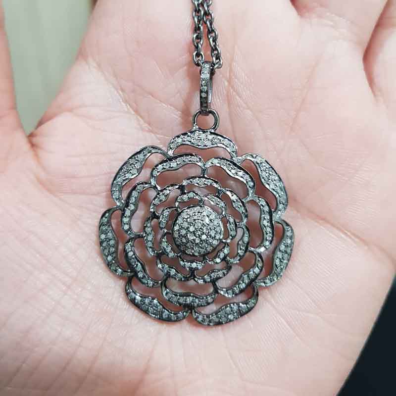 Handmade 925 Sterling Silver Flower Pendent