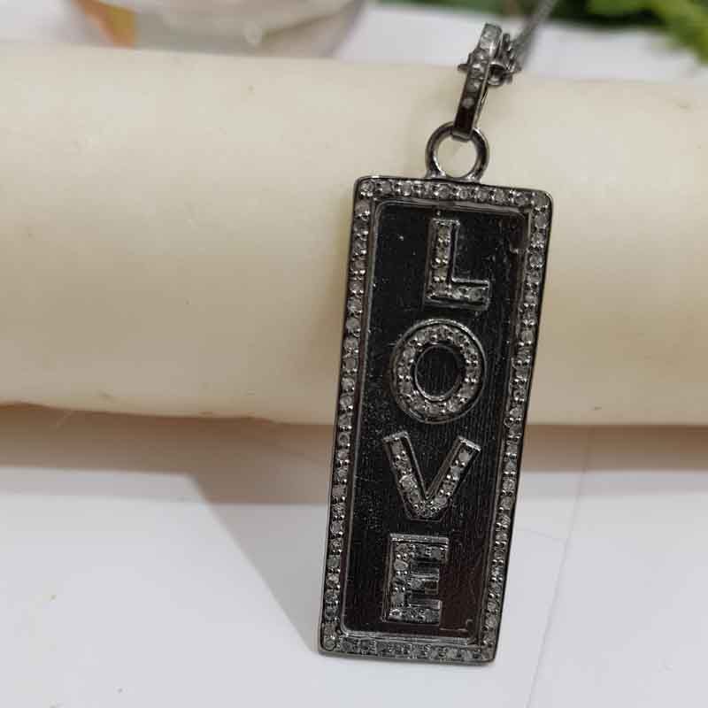 Attractive Pave Diamond Love Designer Tag Pendent