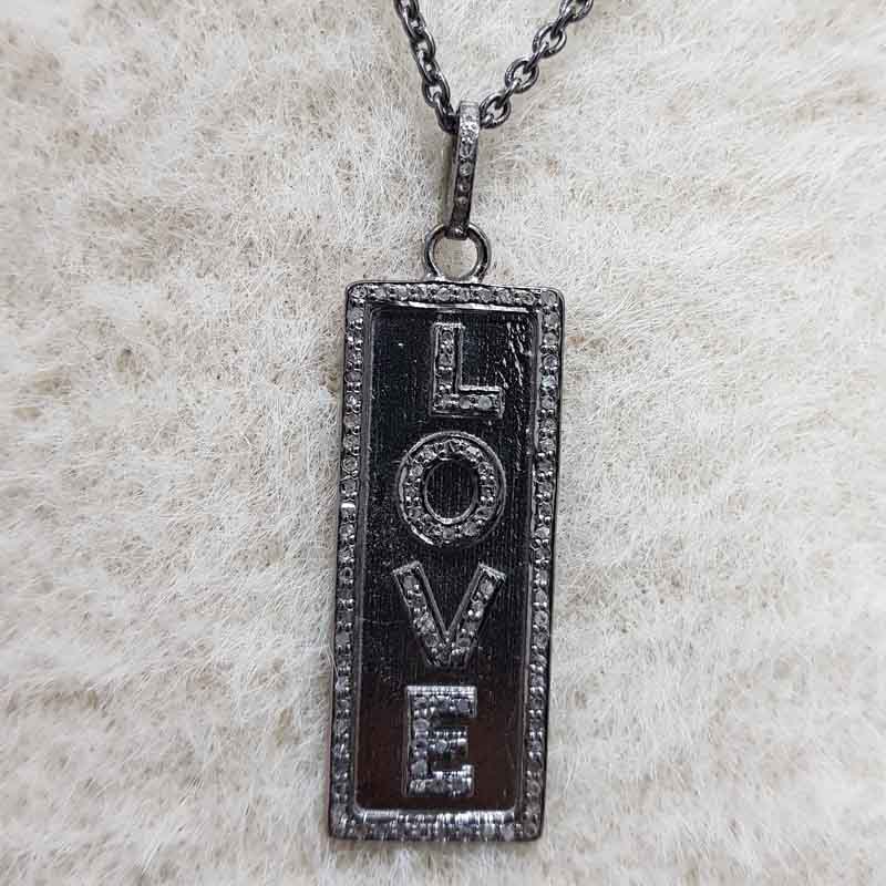 Attractive Pave Diamond Love Designer Tag Pendent