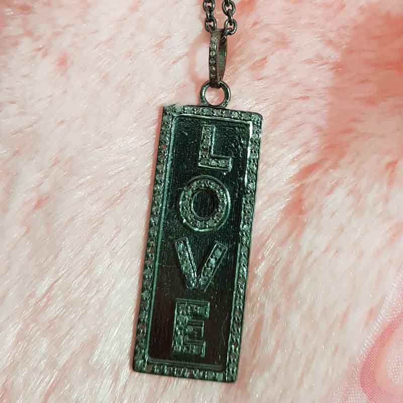 Attractive Pave Diamond Love Designer Tag Pendent