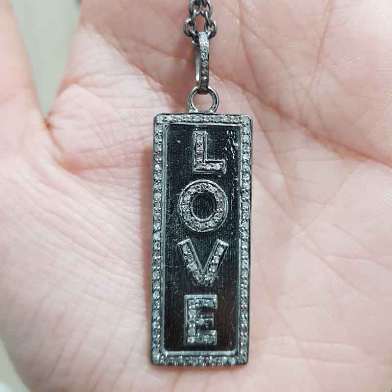 Attractive Pave Diamond Love Designer Tag Pendent