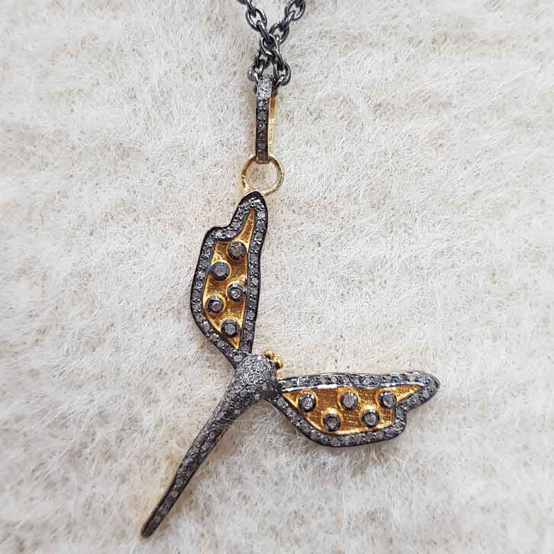 Yellow And Black Beautifully Designed Butterfly Pendent