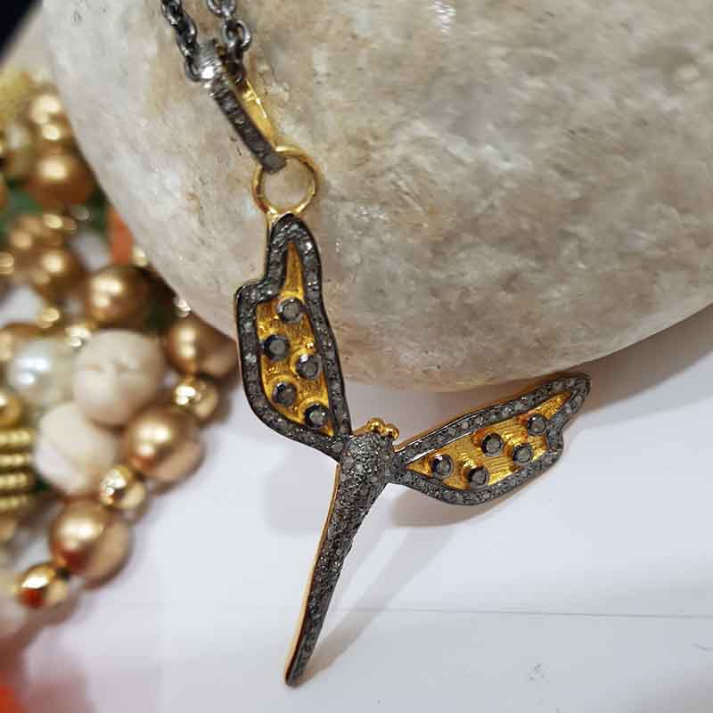 Yellow And Black Beautifully Designed Butterfly Pendent