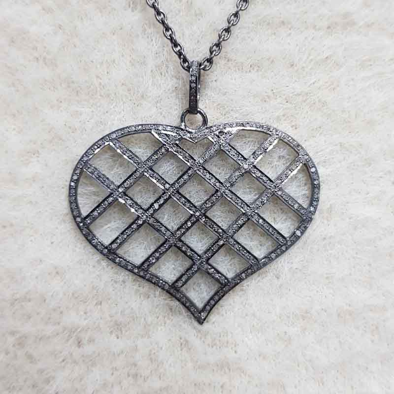 Stylish Pave Diamond Fancy Designer Heart Pendent