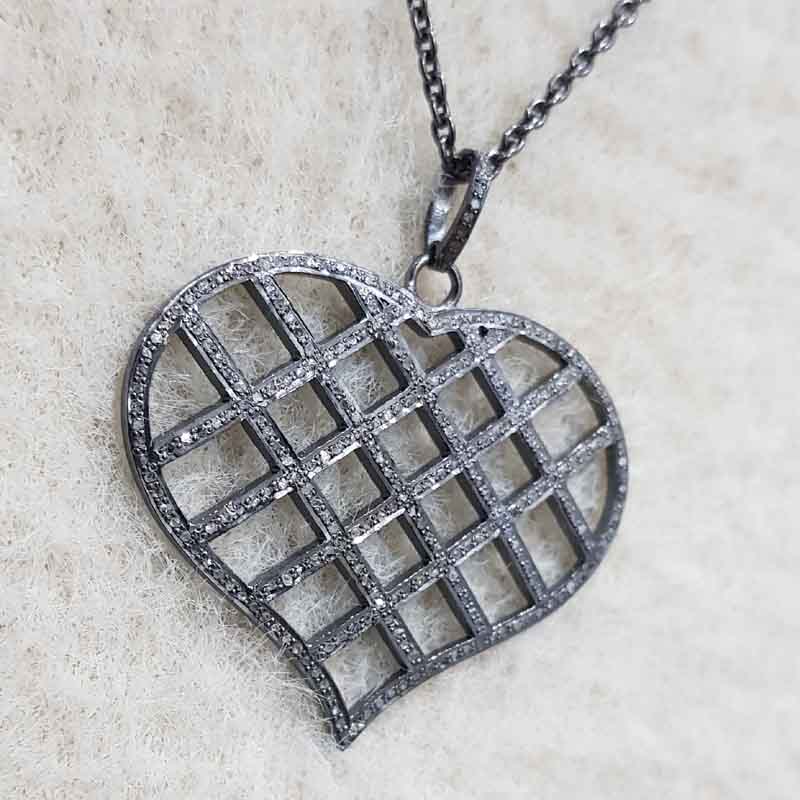 Stylish Pave Diamond Fancy Designer Heart Pendent