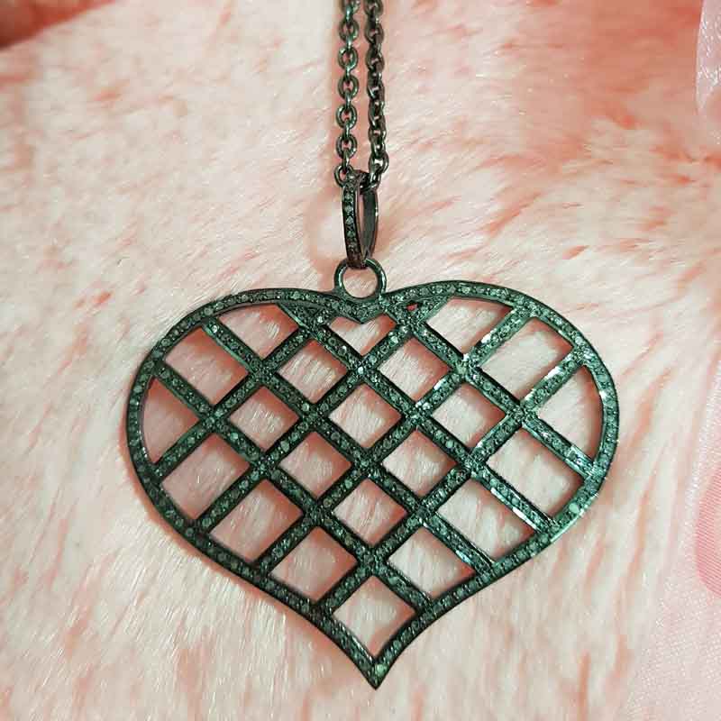 Stylish Pave Diamond Fancy Designer Heart Pendent