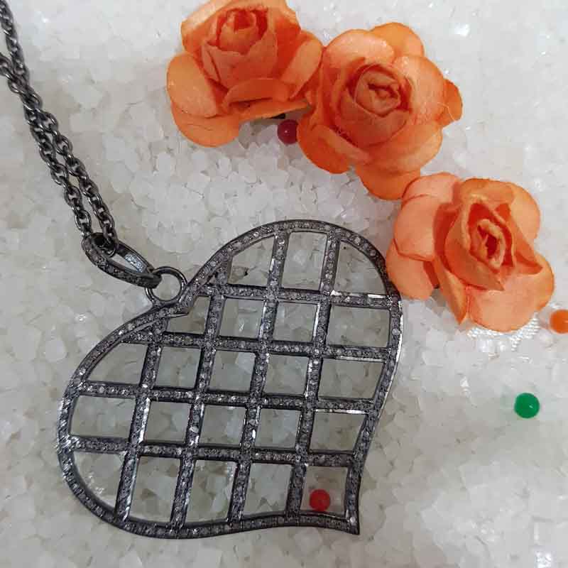 Stylish Pave Diamond Fancy Designer Heart Pendent