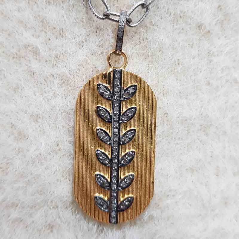 Leaf Designer Pave Diamond Tag pendent