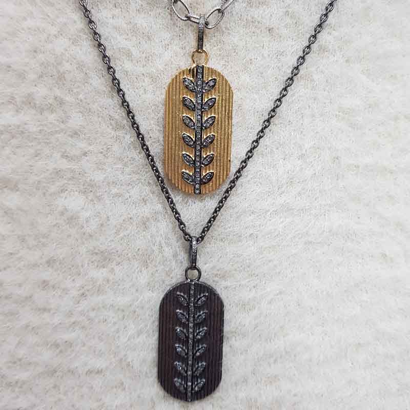 Leaf Designer Pave Diamond Tag pendent