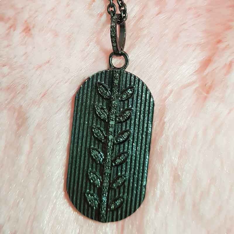 Leaf Designer Pave Diamond Tag pendent