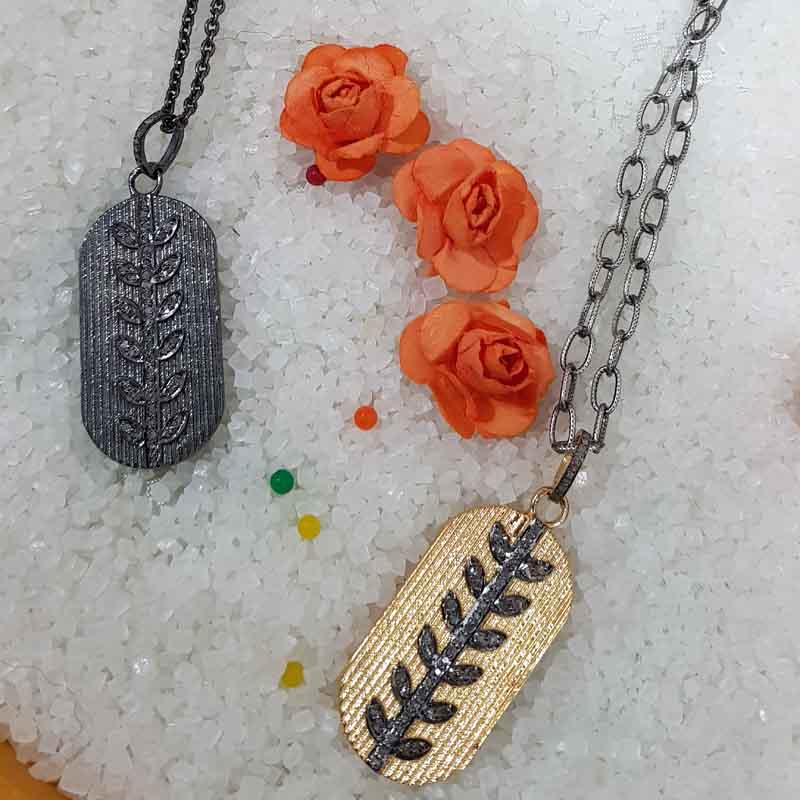 Leaf Designer Pave Diamond Tag pendent