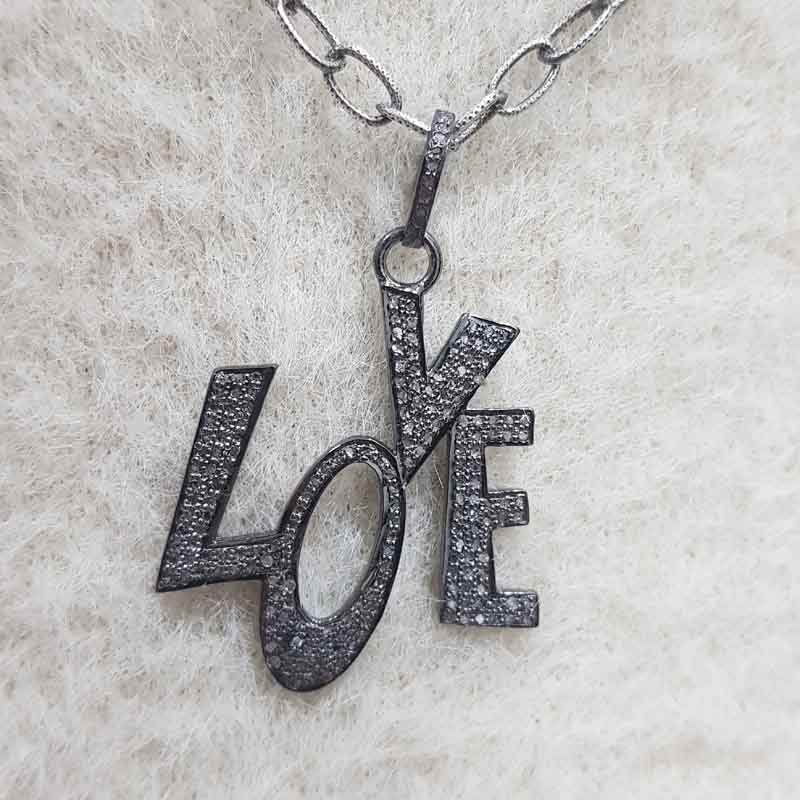 Beautiful Love Designer Pave Diamond Pendent