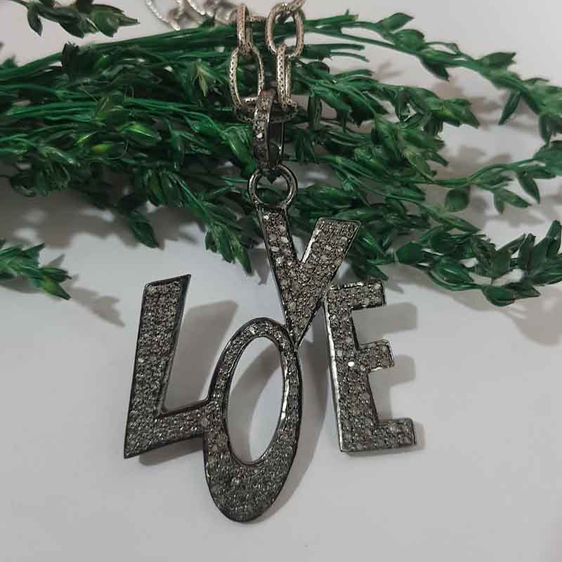 Beautiful Love Designer Pave Diamond Pendent