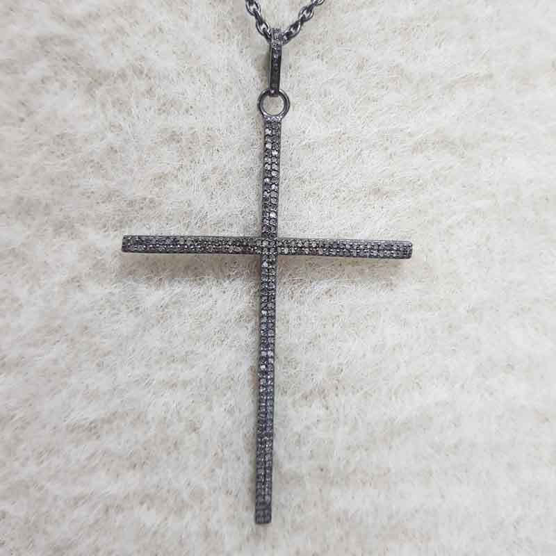 Stunning Cross Pendent With Pave Diamond Layers