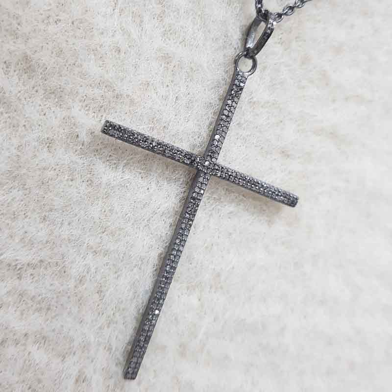 Stunning Cross Pendent With Pave Diamond Layers