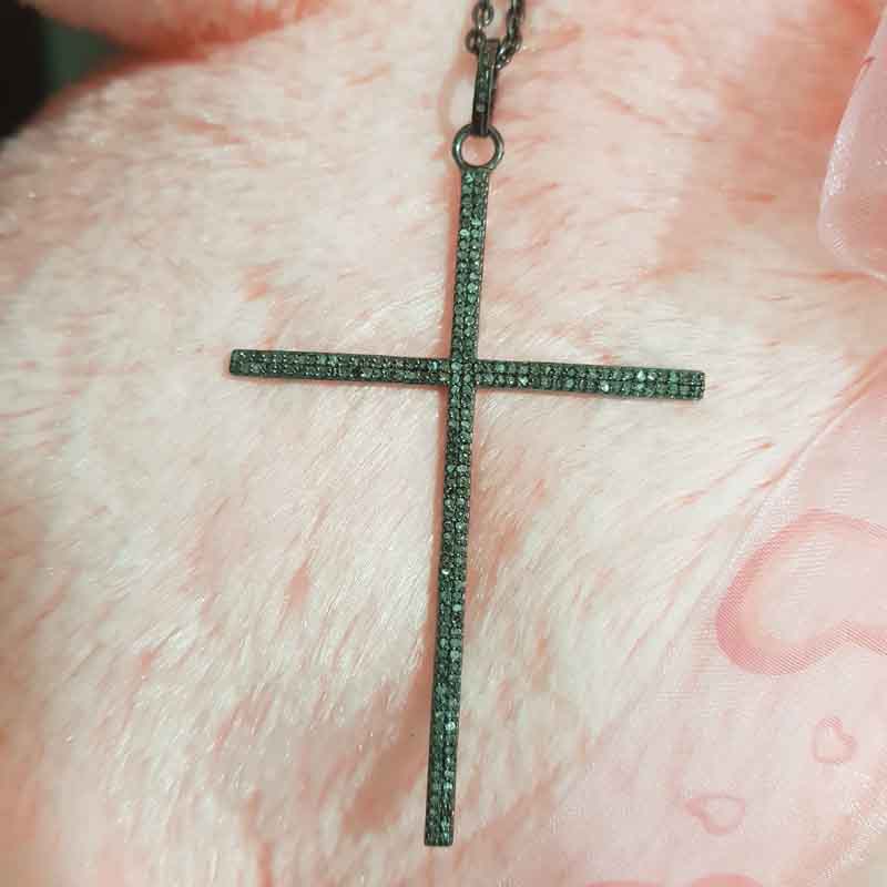 Stunning Cross Pendent With Pave Diamond Layers