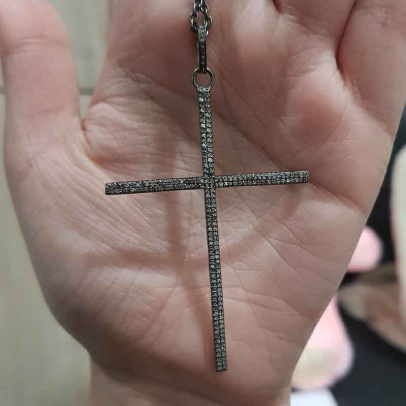 Stunning Cross Pendent With Pave Diamond Layers