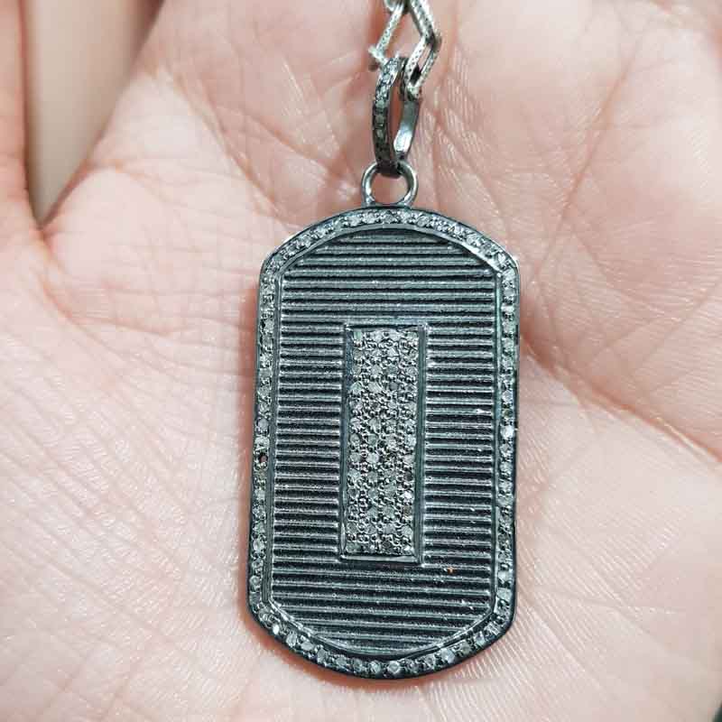 Black Pave Diamond Beautifully Designed Tag Pendent