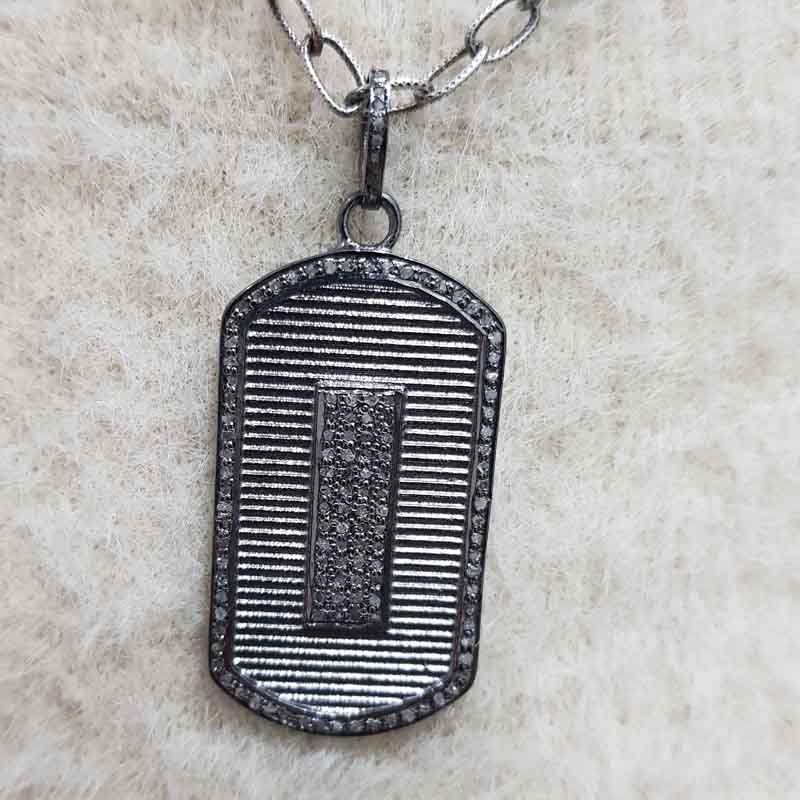 Black Pave Diamond Beautifully Designed Tag Pendent