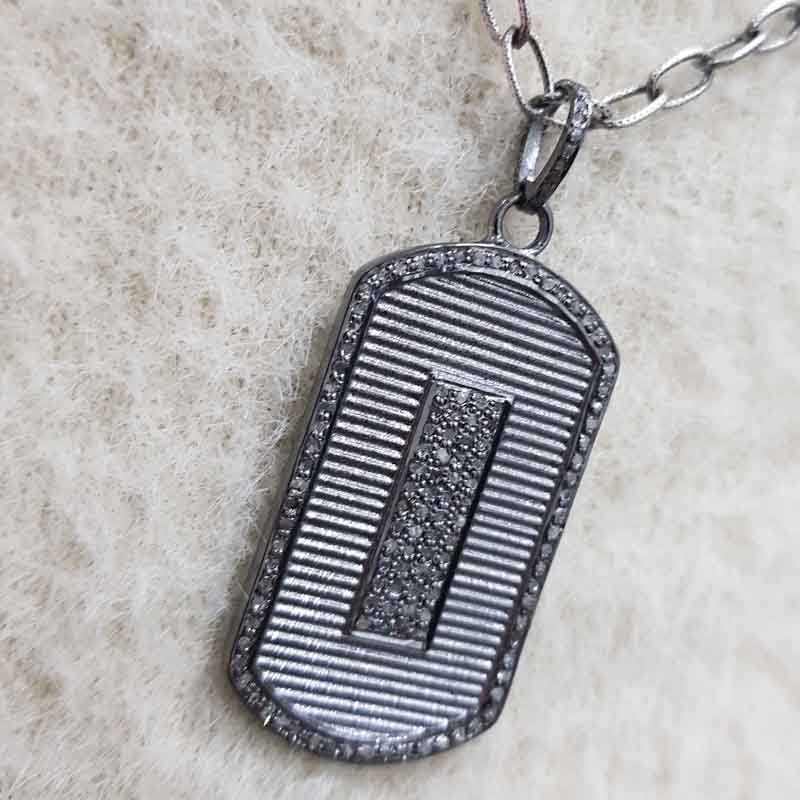 Black Pave Diamond Beautifully Designed Tag Pendent