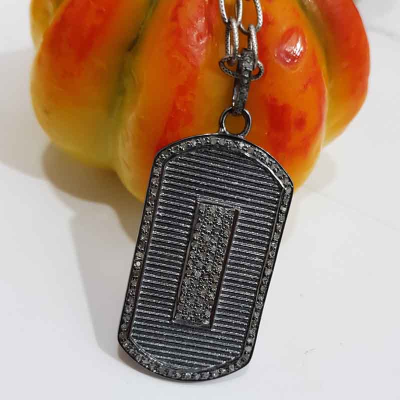 Black Pave Diamond Beautifully Designed Tag Pendent