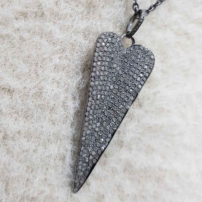 Long Glorious Handmade Designer Fully Pave Diamond Heart Pendent