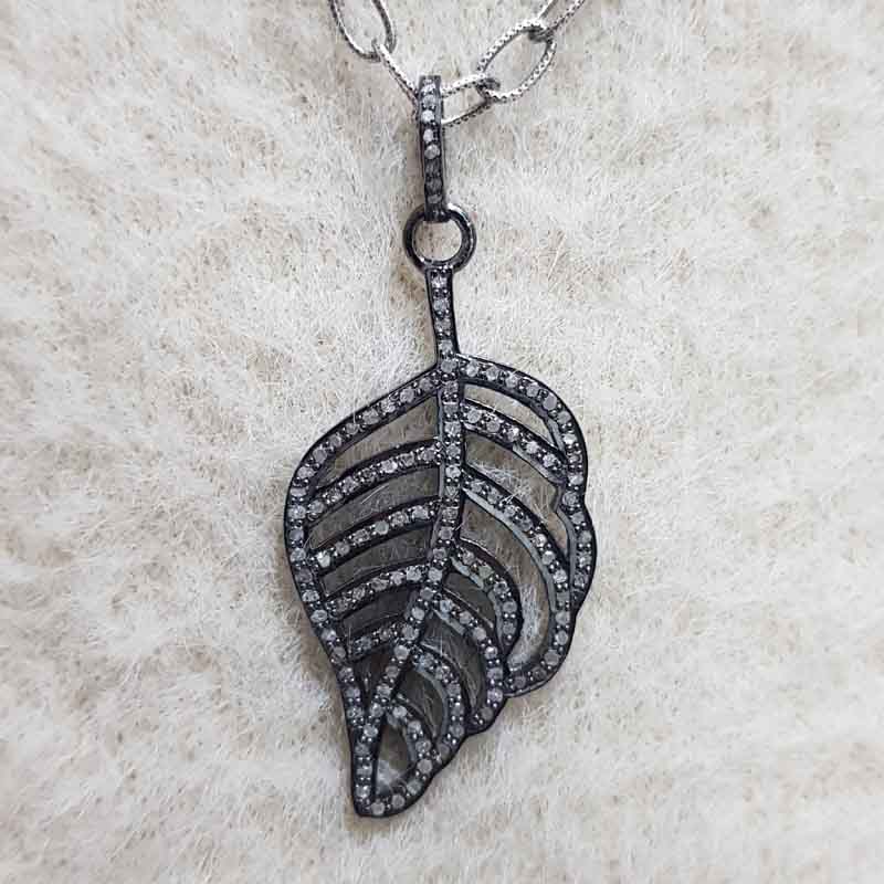 Pave Diamond Leaf Designer Pendent