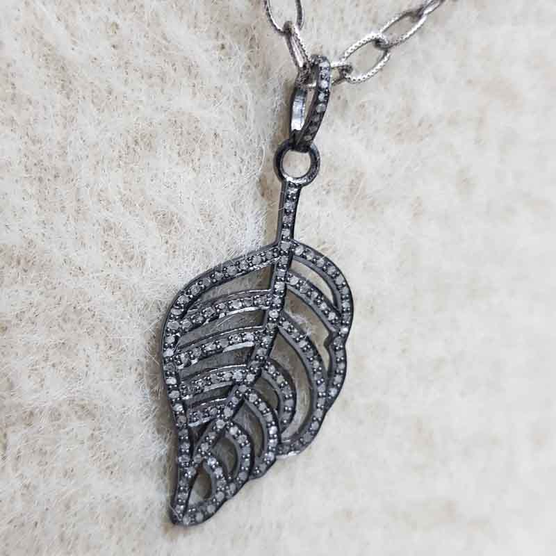 Pave Diamond Leaf Designer Pendent