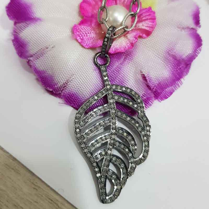 Pave Diamond Leaf Designer Pendent