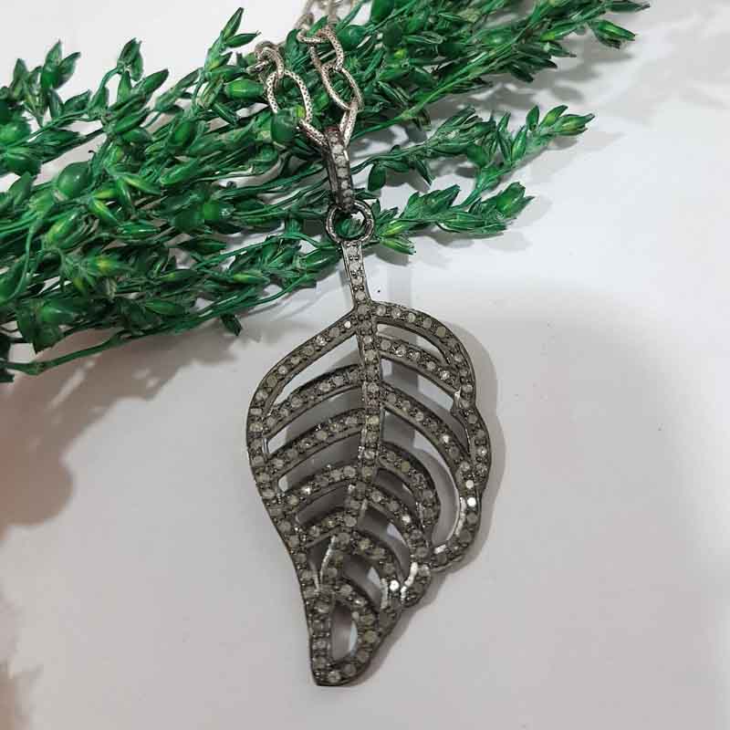 Pave Diamond Leaf Designer Pendent