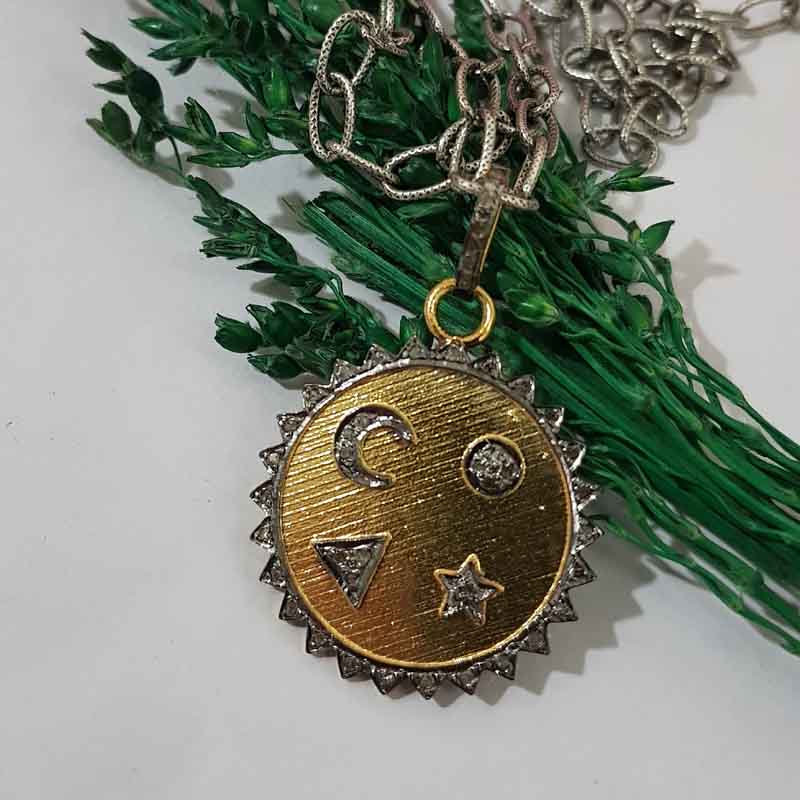 Multi Charms Round Disk Pendent