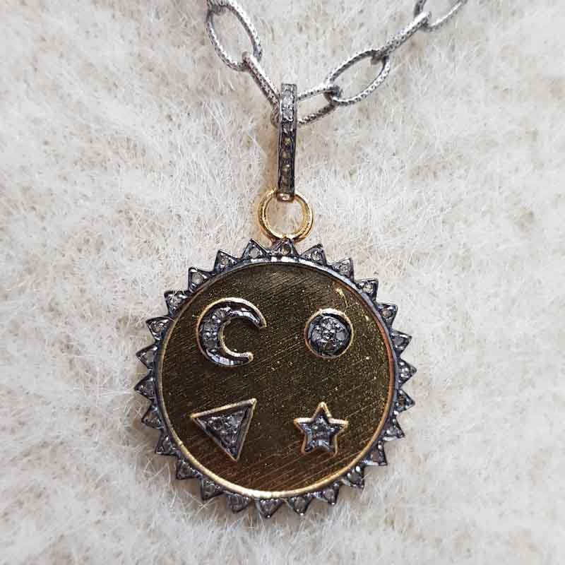 Multi Charms Round Disk Pendent