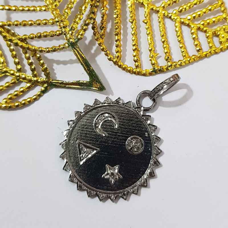 Multi Charms Round Disk Pendent