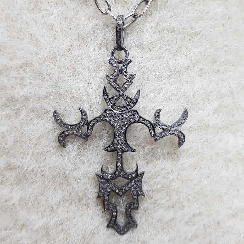 Beautiful Cross Style Pave Diamond Pendent