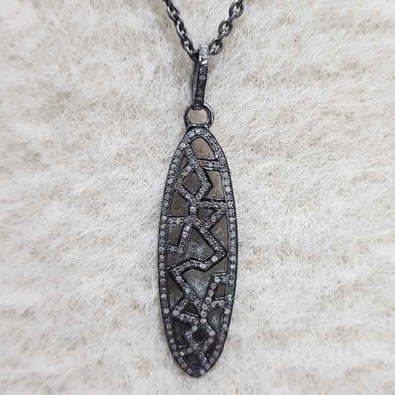 925 Sterling Silver Fancy Designer Pave Diamond Pendent