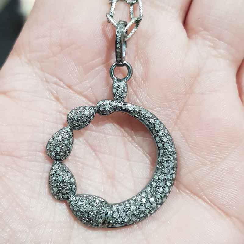 Round Fully Pave Diamond Fancy Designer Pendent