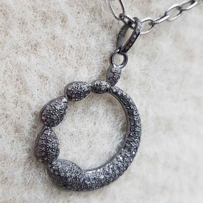 Round Fully Pave Diamond Fancy Designer Pendent