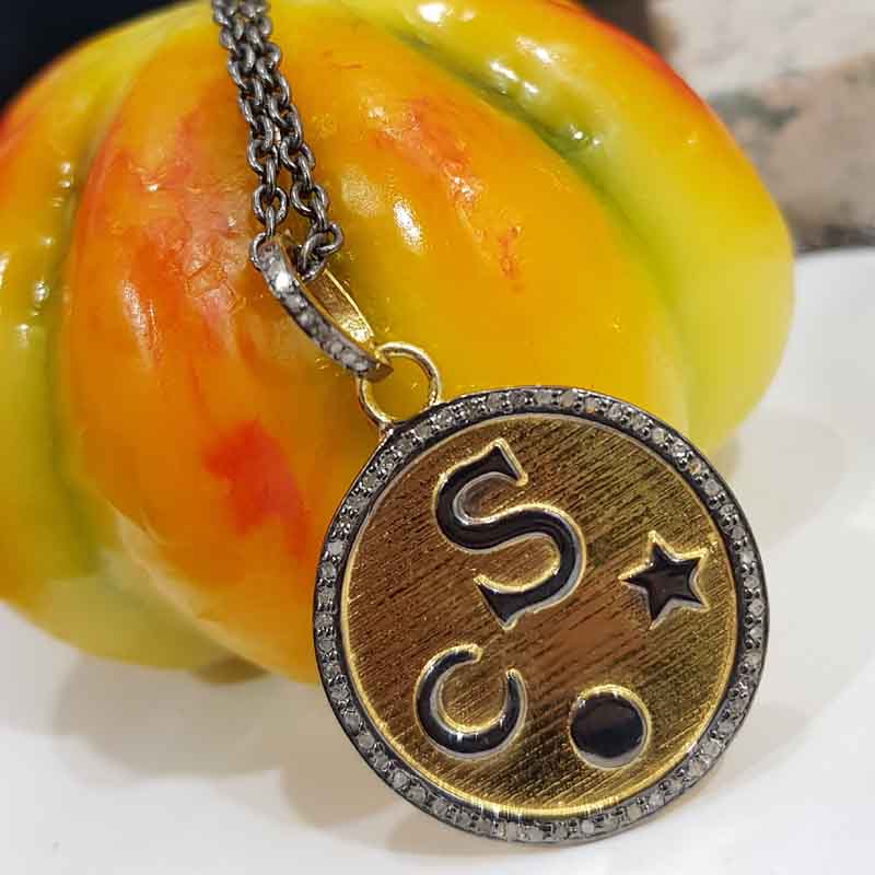 Multi Charms Round Disk Pendent