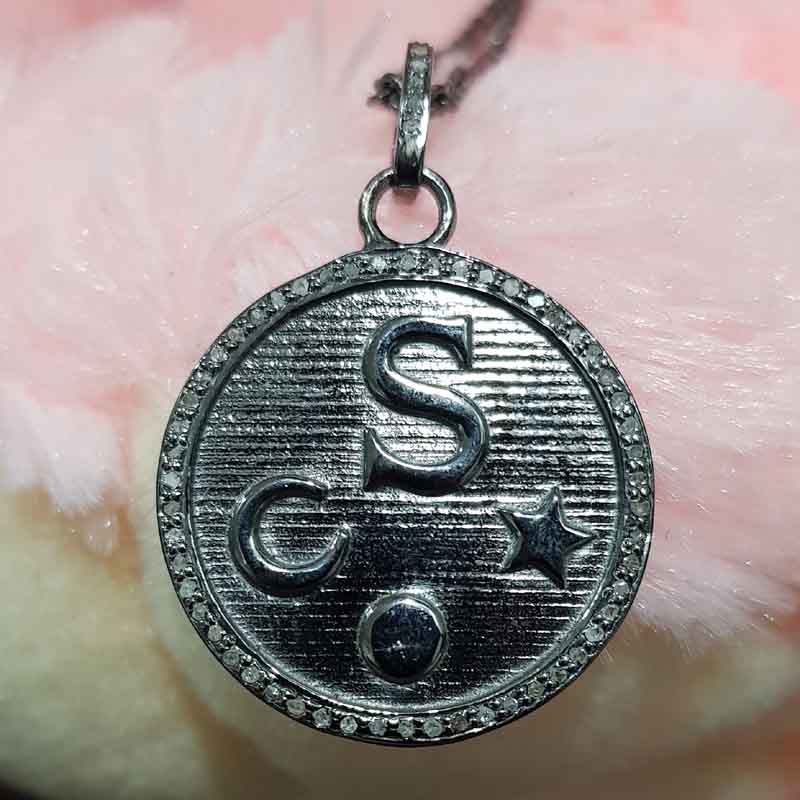 Multi Charms Round Disk Pendent