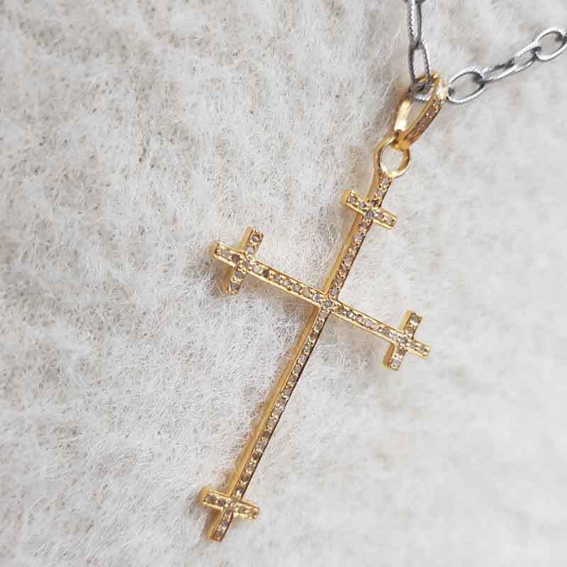 Cross with Multi Cross Pave Diamond Pendent