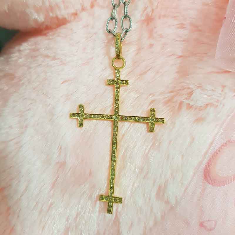 Cross with Multi Cross Pave Diamond Pendent