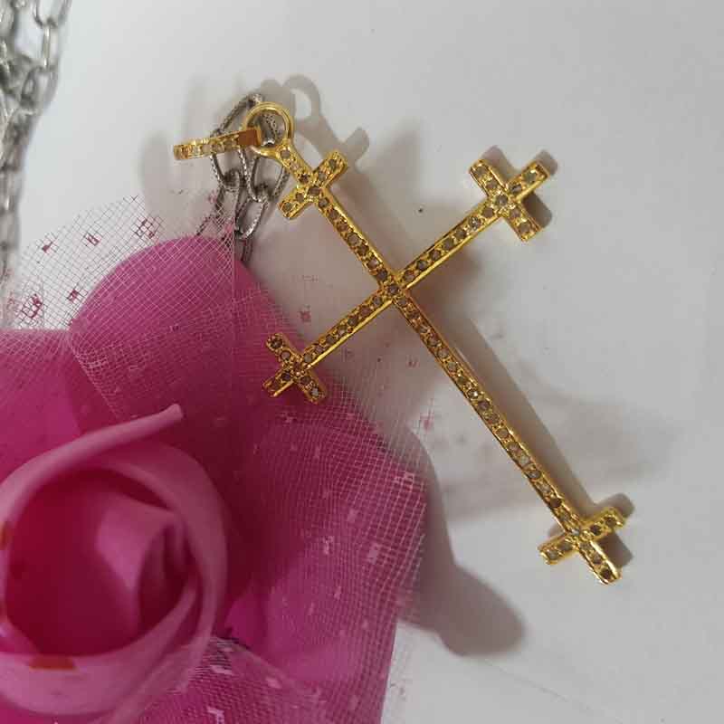 Cross with Multi Cross Pave Diamond Pendent