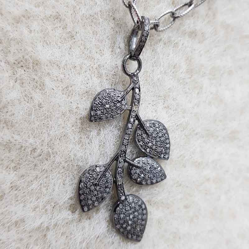 Pave Diamond Leaf Designer pendent