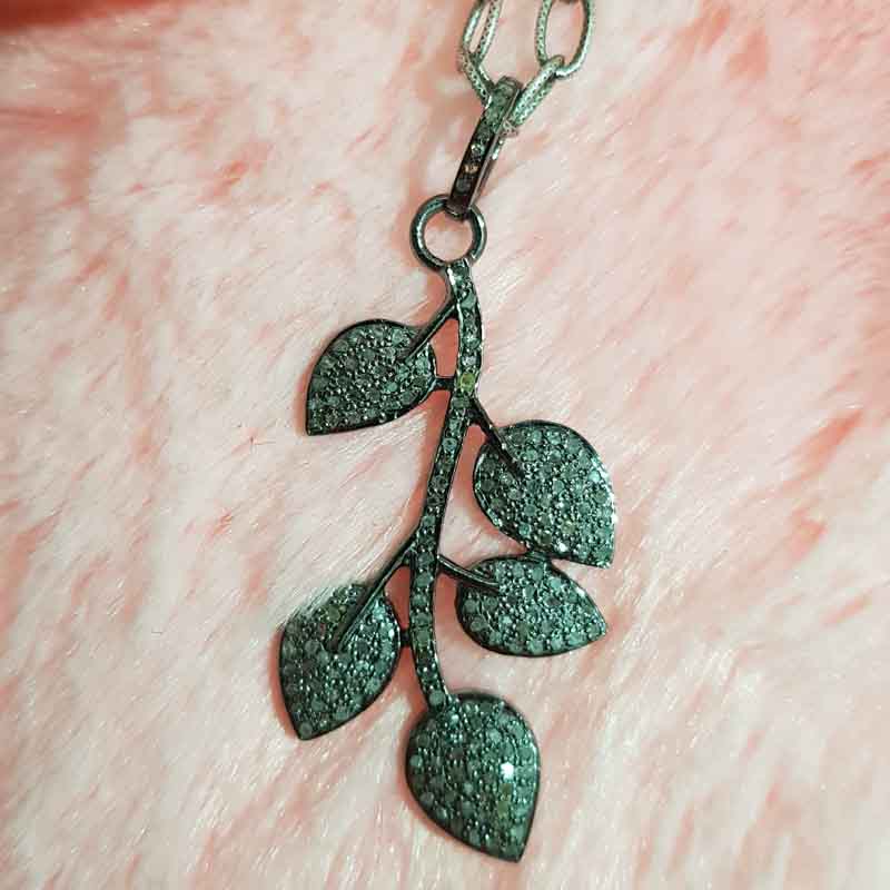 Pave Diamond Leaf Designer pendent