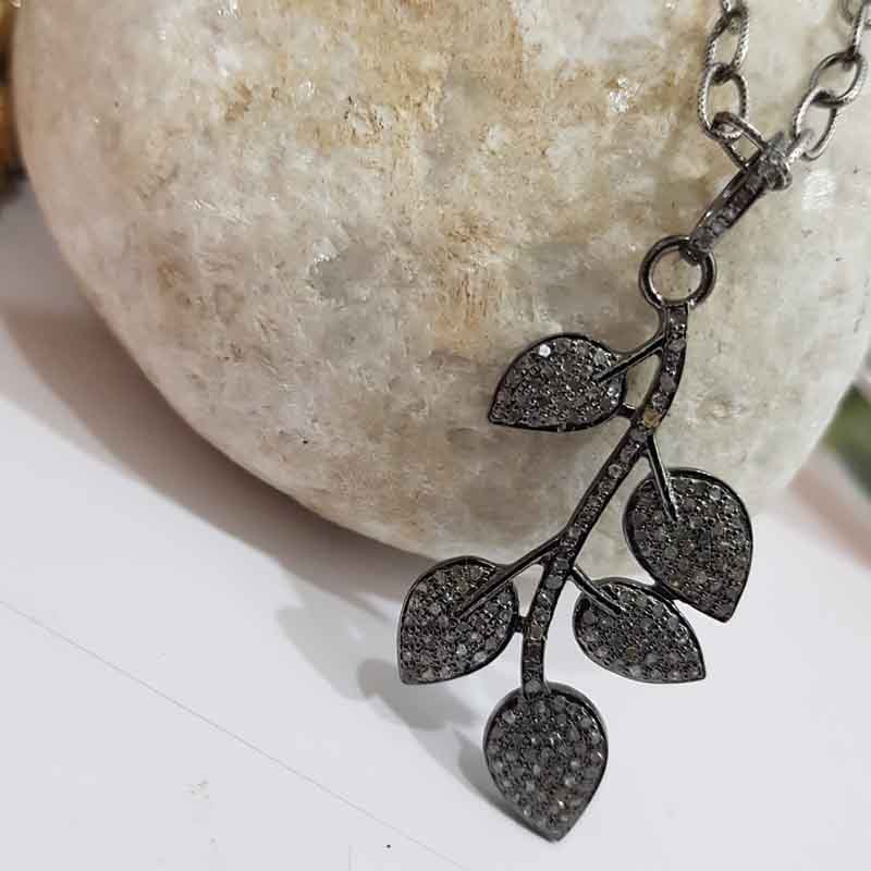 Pave Diamond Leaf Designer pendent