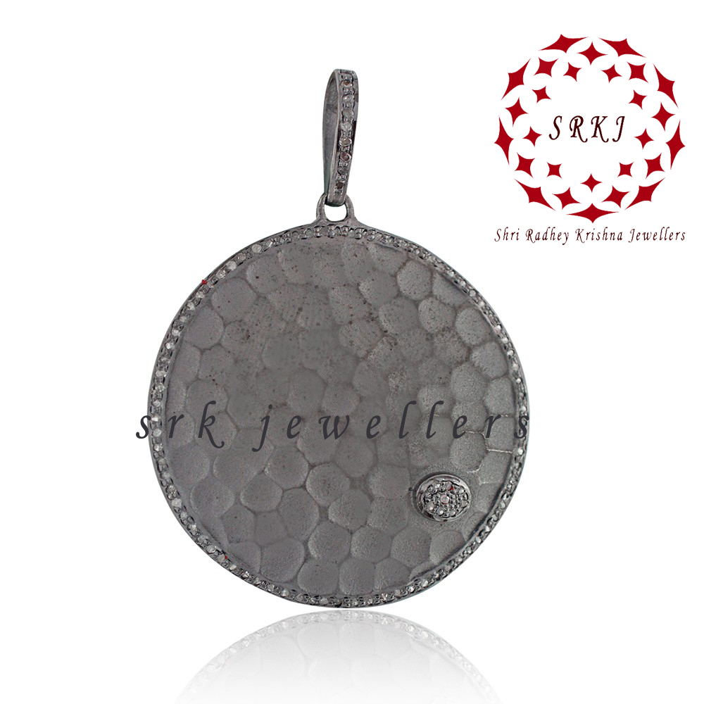 Attractive Pave Diamond Handmade Round Disk Pendent